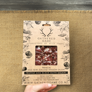 Gathered Game Wild Venison Salami - Truffle and Olive Sliced Pack